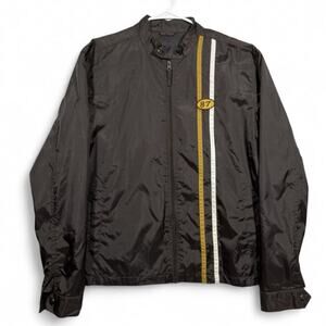 Aeropostale Jacket Mens Small Brown A87 Nylon Windbreaker Striped Full Zip Y2K